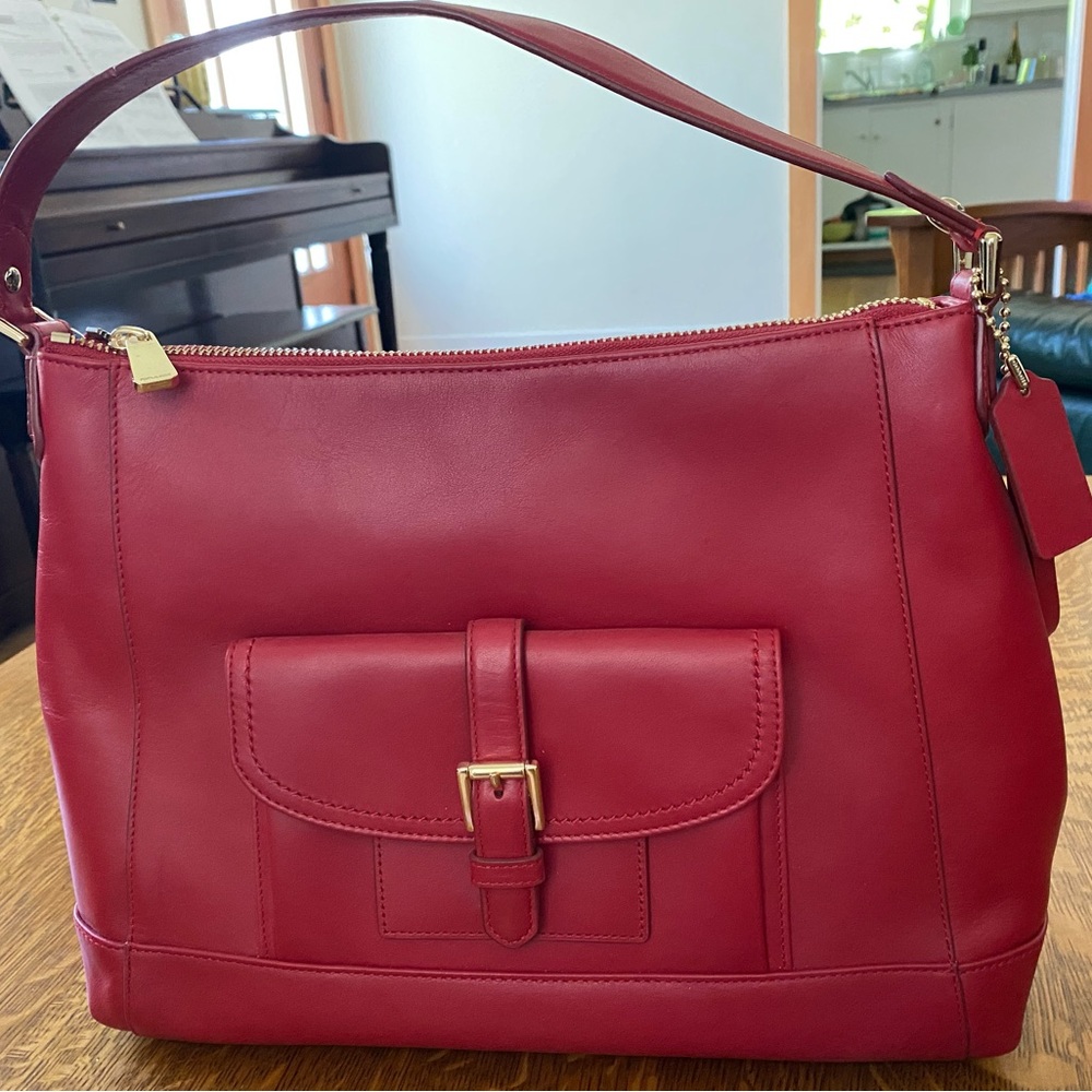NWT Coach Charlie Leather Hobo Hand/Shoulder Bag 57133E Classic Red leather